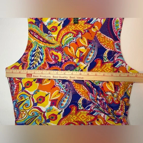 Ralph Lauren Women's Colorful Stretch Print Dress Size L - Picture 5 of 5